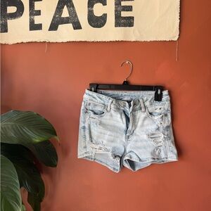 American Eagle Outfitters Light Blue Distressed Denim Jean Shorts